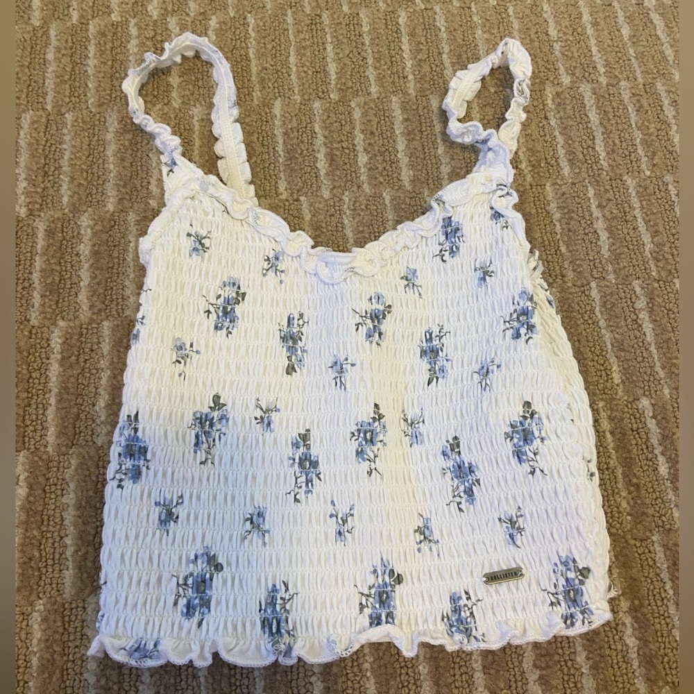 Hollister floral white tank top
